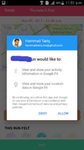 Google Fit request user permission
